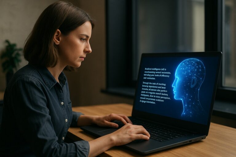 Copywriter humain collaborant avec une intelligence artificielle pour la rédaction web.